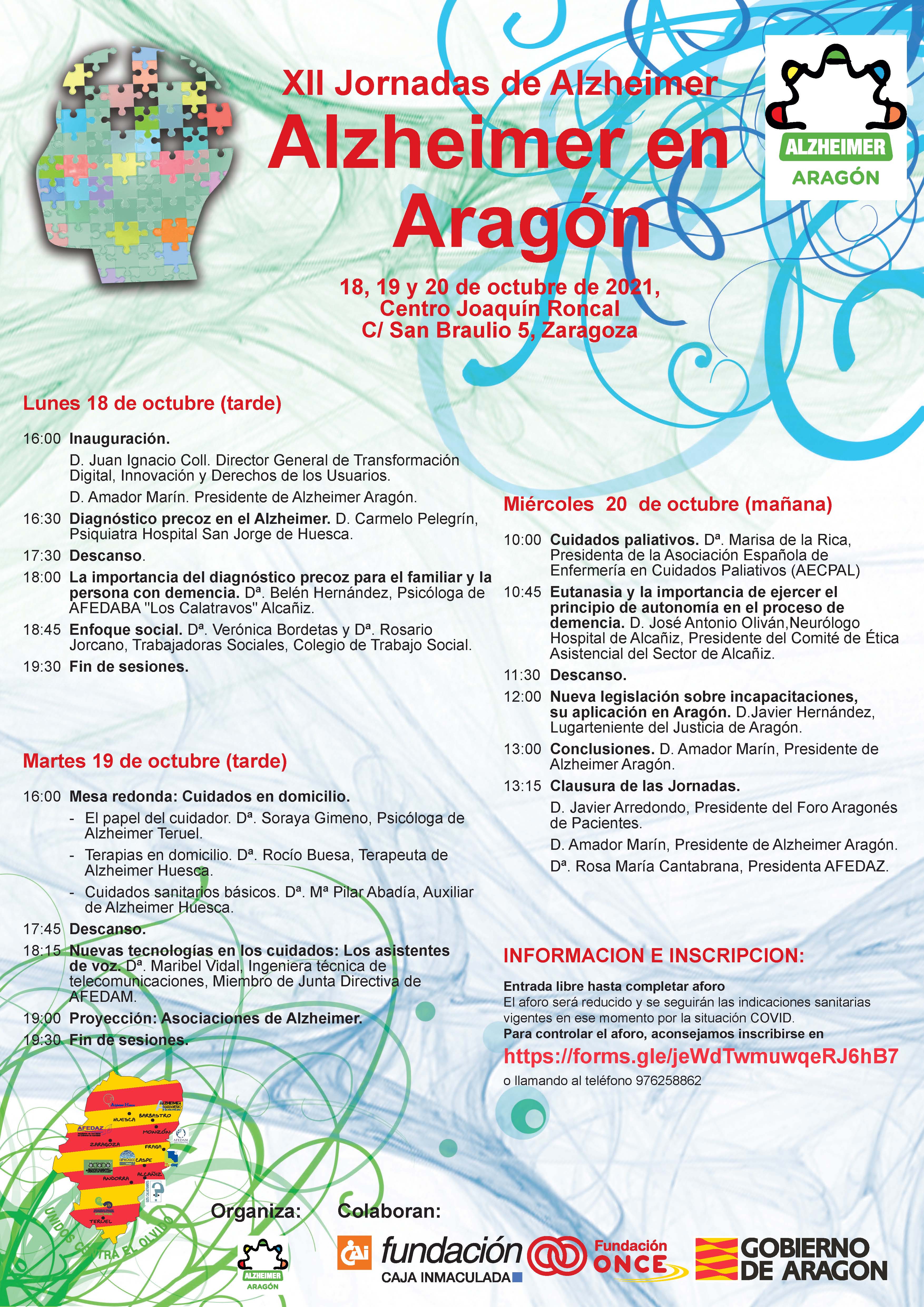 JORNADAS DE ALZHEIMER 18,19 Y 20 DE OCTUBRE 2021 JORNADAS DE ALZHEIMER 18,19 Y 20 DE OCTUBRE 2021